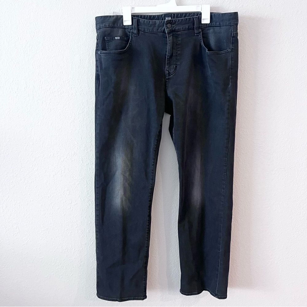 Hugo Boss Kansas Size 38x32 Regular Fit Mens Black Wash Denim Jeans